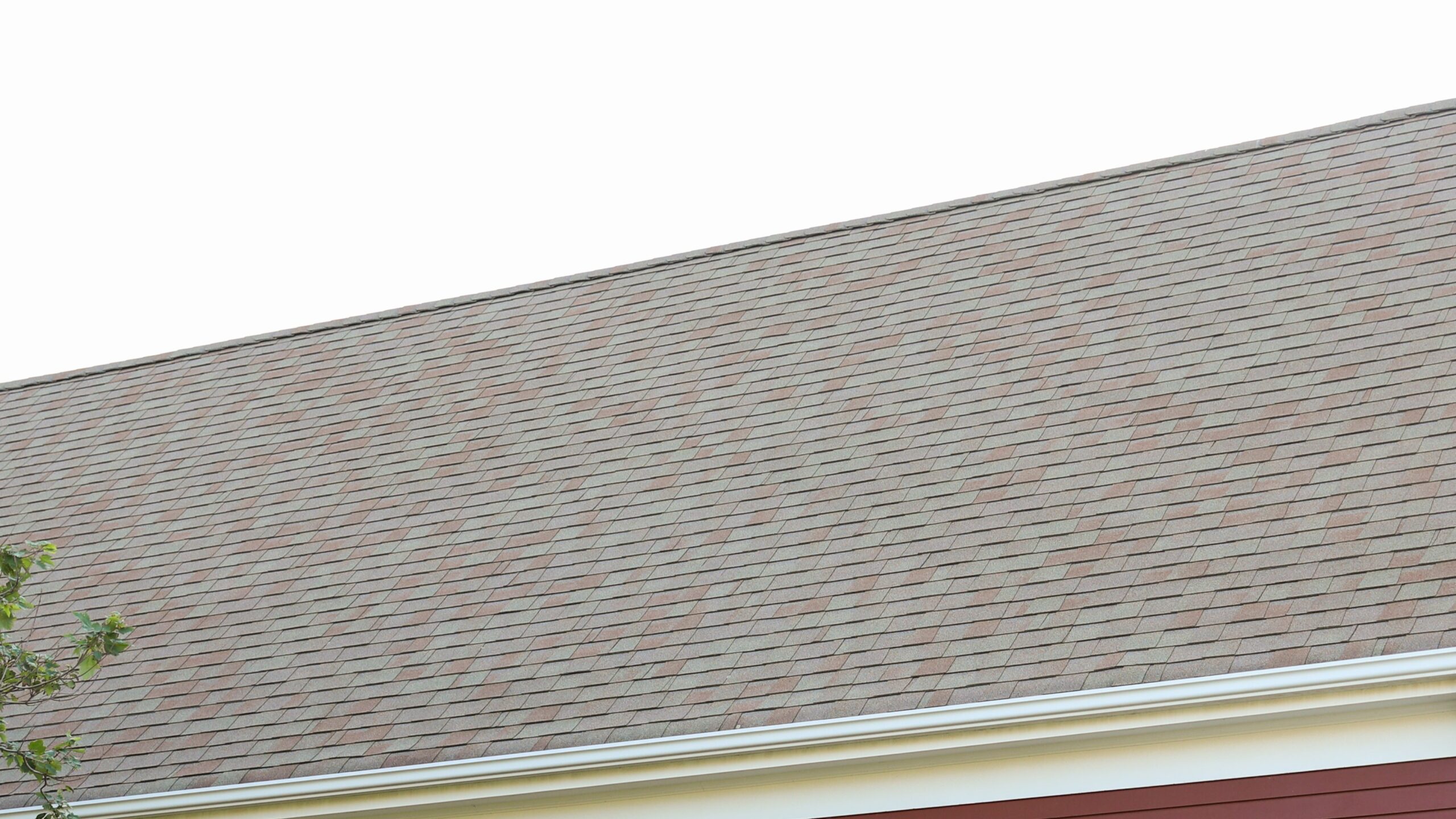 Close-up view of multi-colored shingle roofing