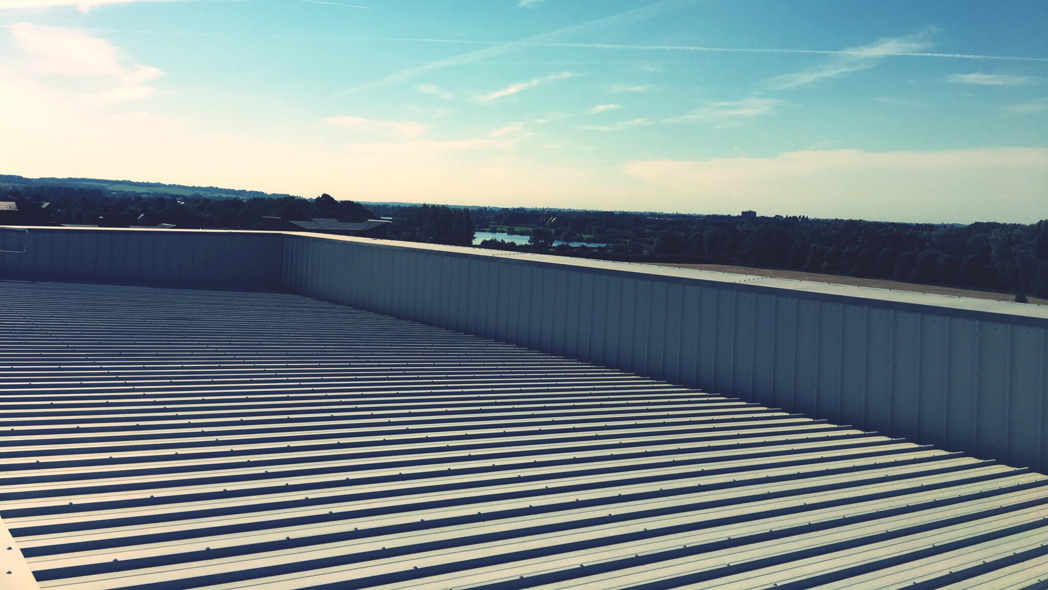 Expansive metal rooftop on a large business