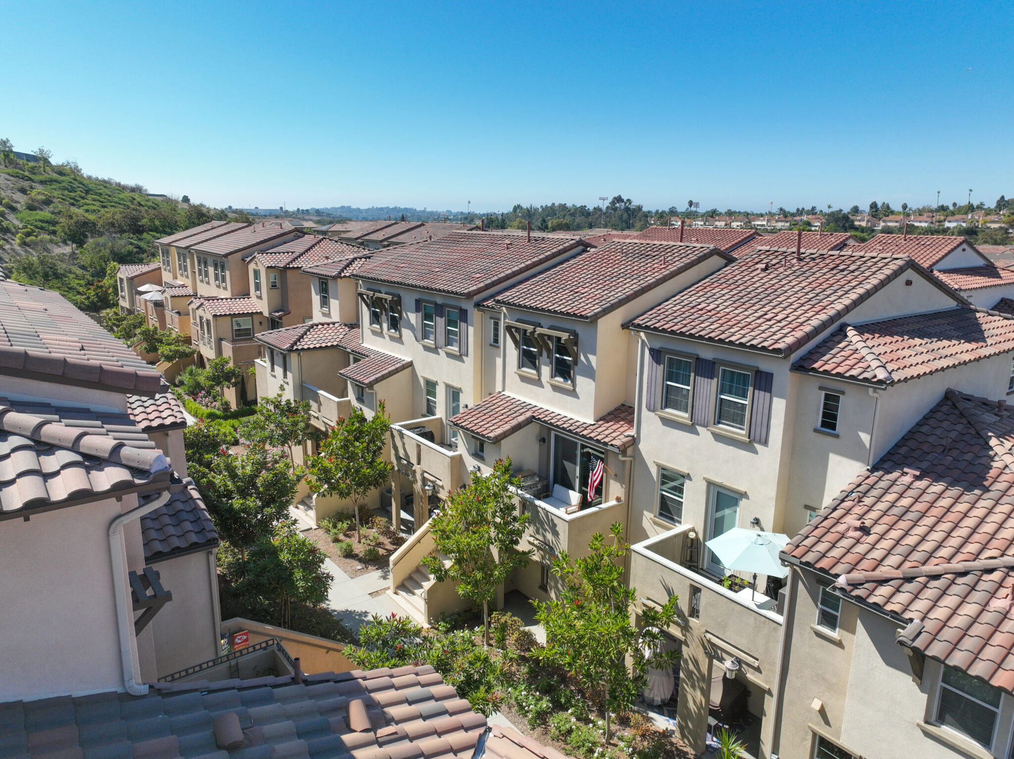 Condo development in Central Florida with stucco siding and tile roofs