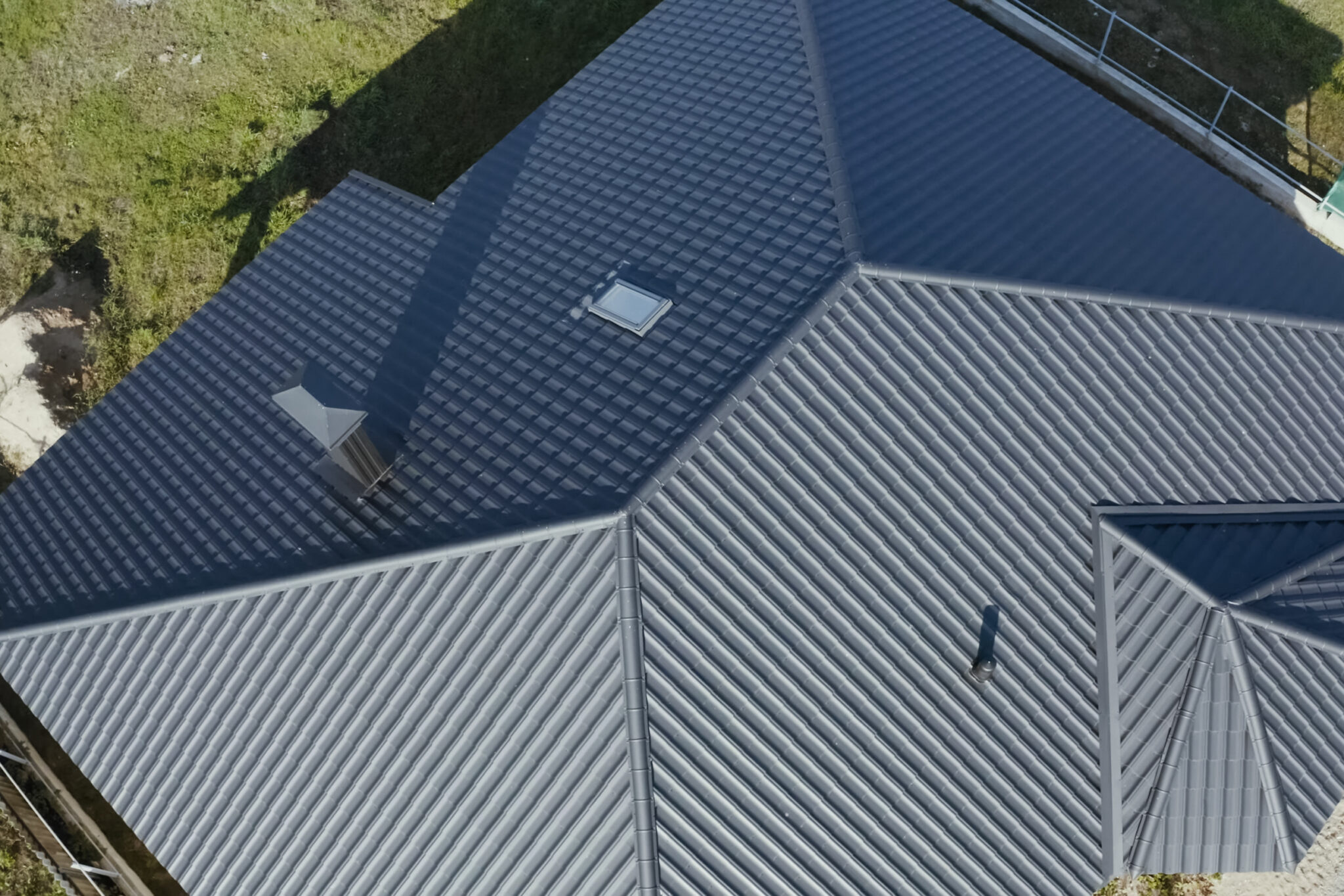 Overhead view of a metal roof on a St. Augustine, FL home